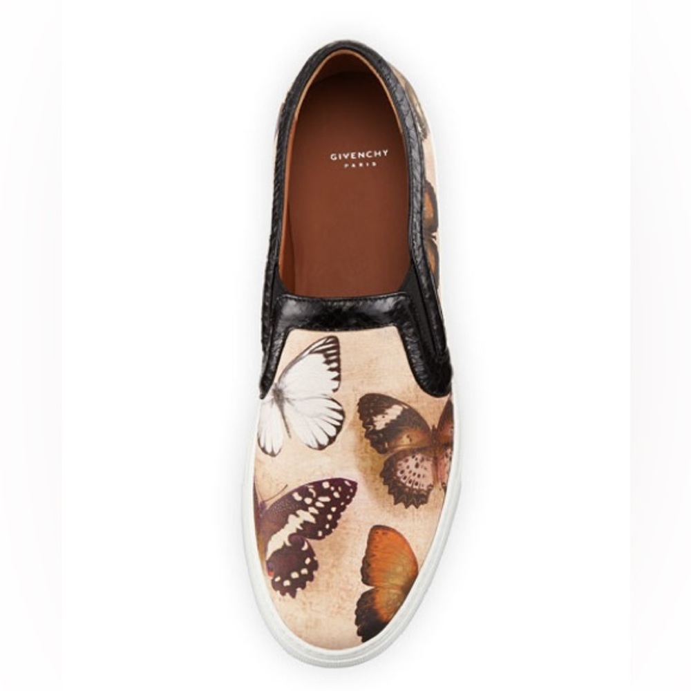 Givenchy Butterfly-Print Leather Skate Shoe, Size 40